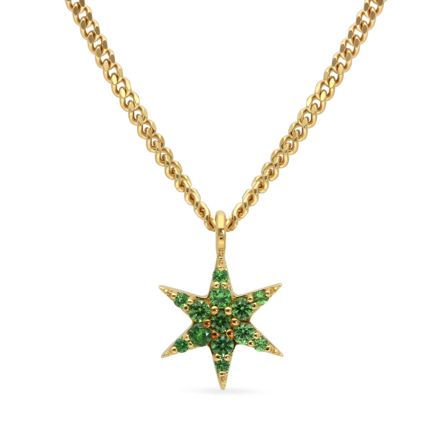 Zoe & Morgan at E.C.ne London Mini Anahata Star Yellow Gold Necklace Tsavorite