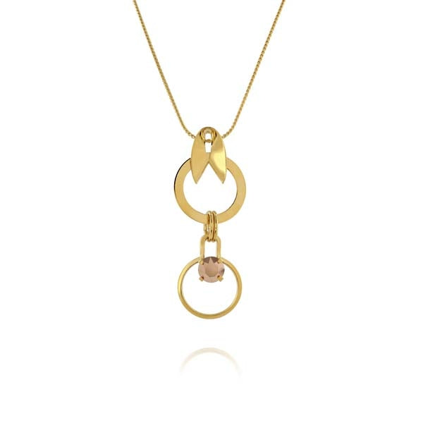 Double Circle Gold Drop Necklace