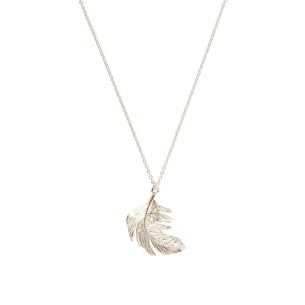 EC One Alex Monroe Large Silver Feather Necklace