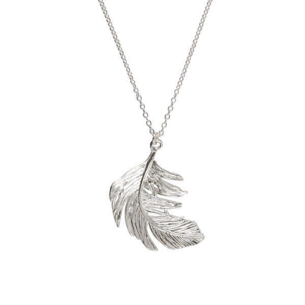 EC One Alex Monroe Large Silver Feather Necklace