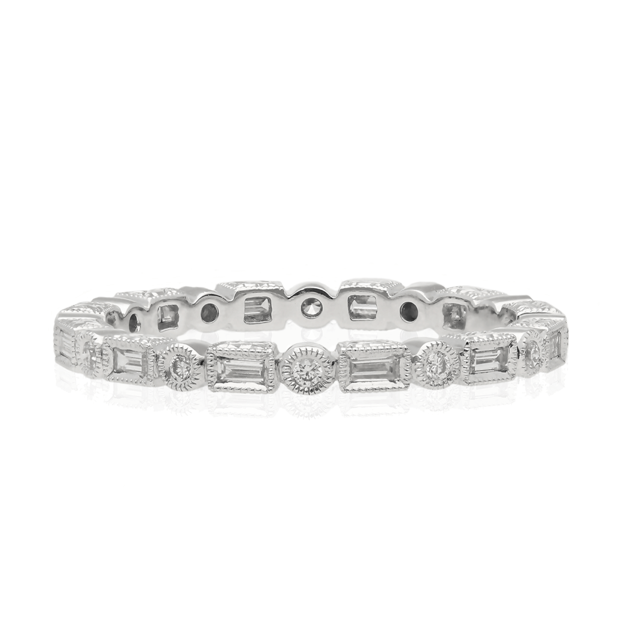 EC One Ungar and Ungar Baguette & Round Diamond Eternity Band Wedding Ring