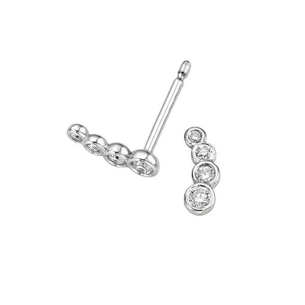 EC One "Dainty" White Recycled  Gold and Diamond Stud Earrings