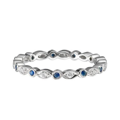 Ungar and Ungar Round & Marquise Sapphire Diamond White Gold Eternity Ring