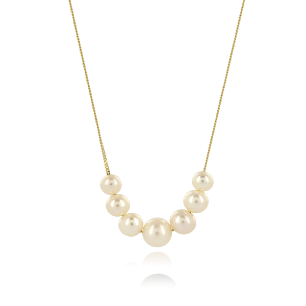 EC One Graduated Line White Pearl Gold Necklace