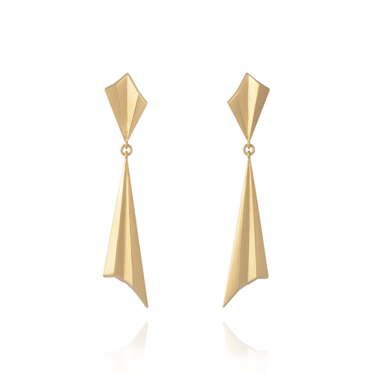 EC One Alice Barnes Pleated Gold Drop Earrings