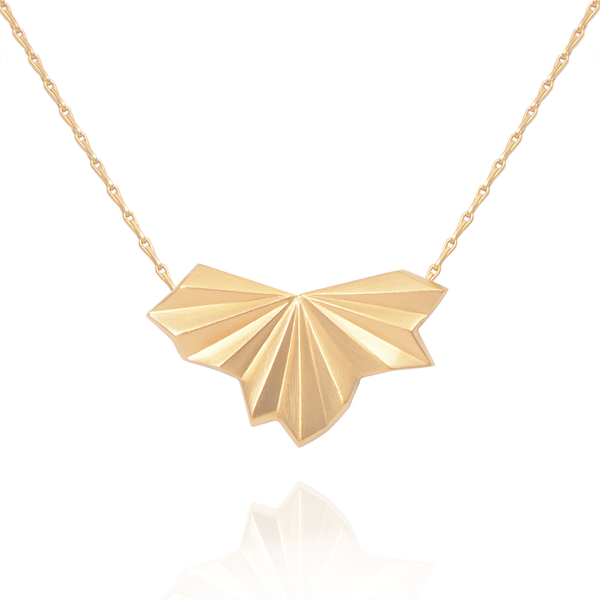 EC One Alice Barnes Pleated Fan Gold Necklace