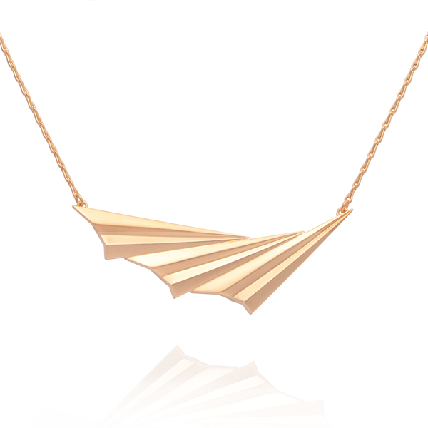 EC One Alice Barnes Pleated Wave Gold Necklace