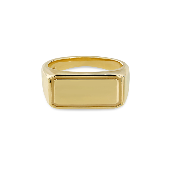 EC One Rectangular recycled Gold Signet Ring engrave