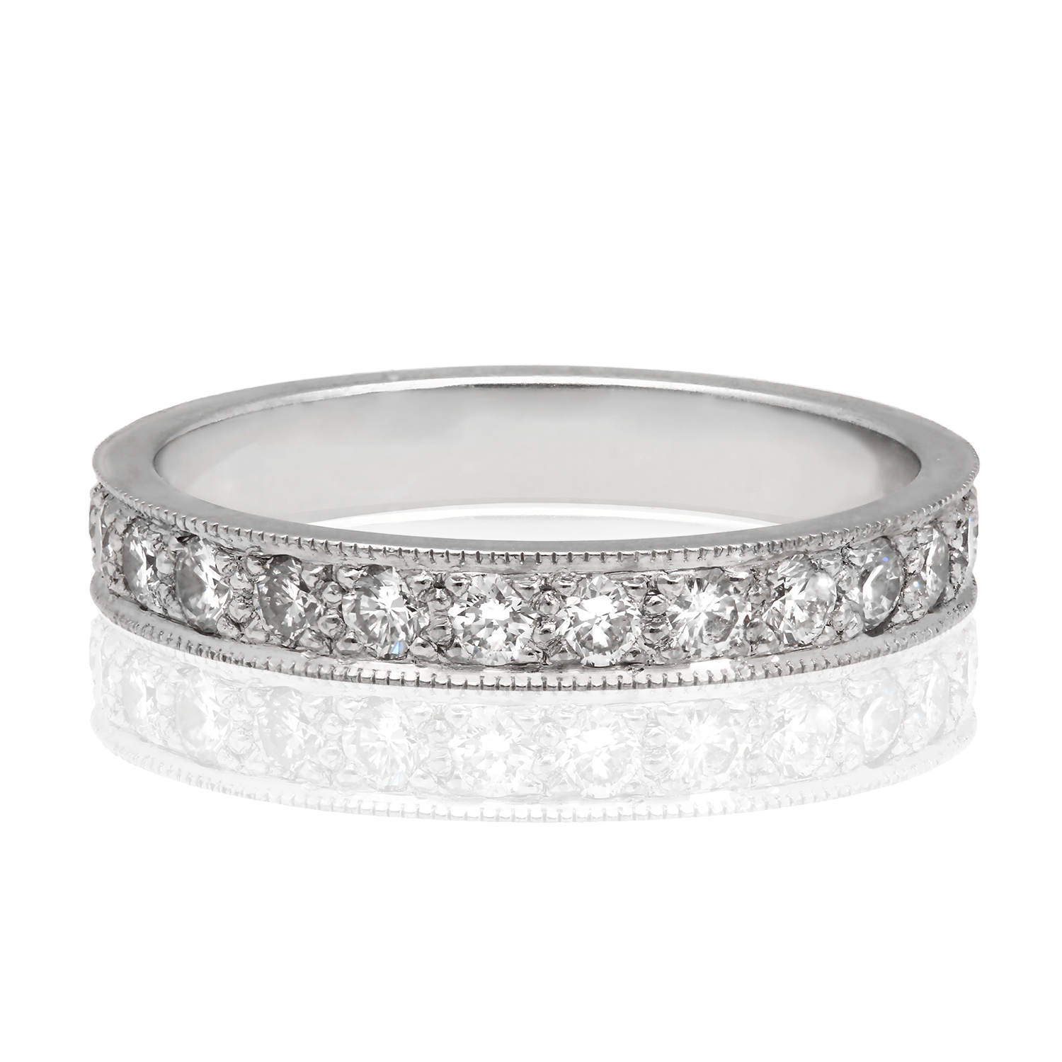 EC One wide Emma diamond pave eternity ring recycled white gold and conflict free diamonds