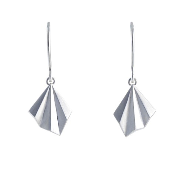 Alice Barnes Pleated Hook Silver Earrings