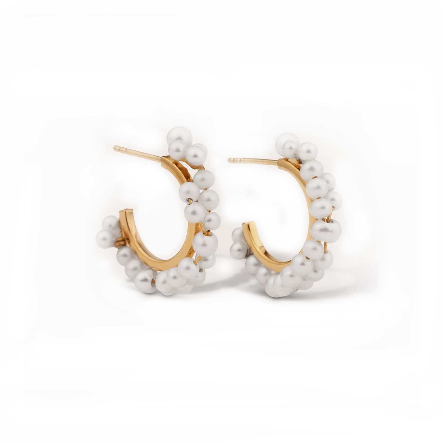 Completedworks at EC One Stratus Hoop Earrings with Pearls Gold Plated