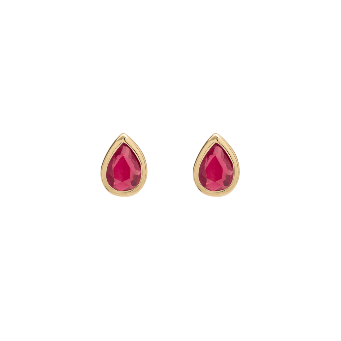 EC One Metier Pear Ruby Gold Studs Pair