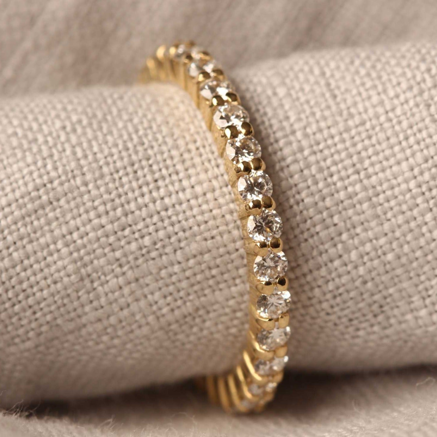 EC One 2mm Claw Set Diamond Eternity Ring Yellow Gold