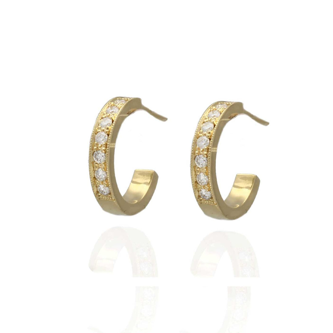 EC One Lilly recycled Yellow Gold Diamond Hoop Earrings