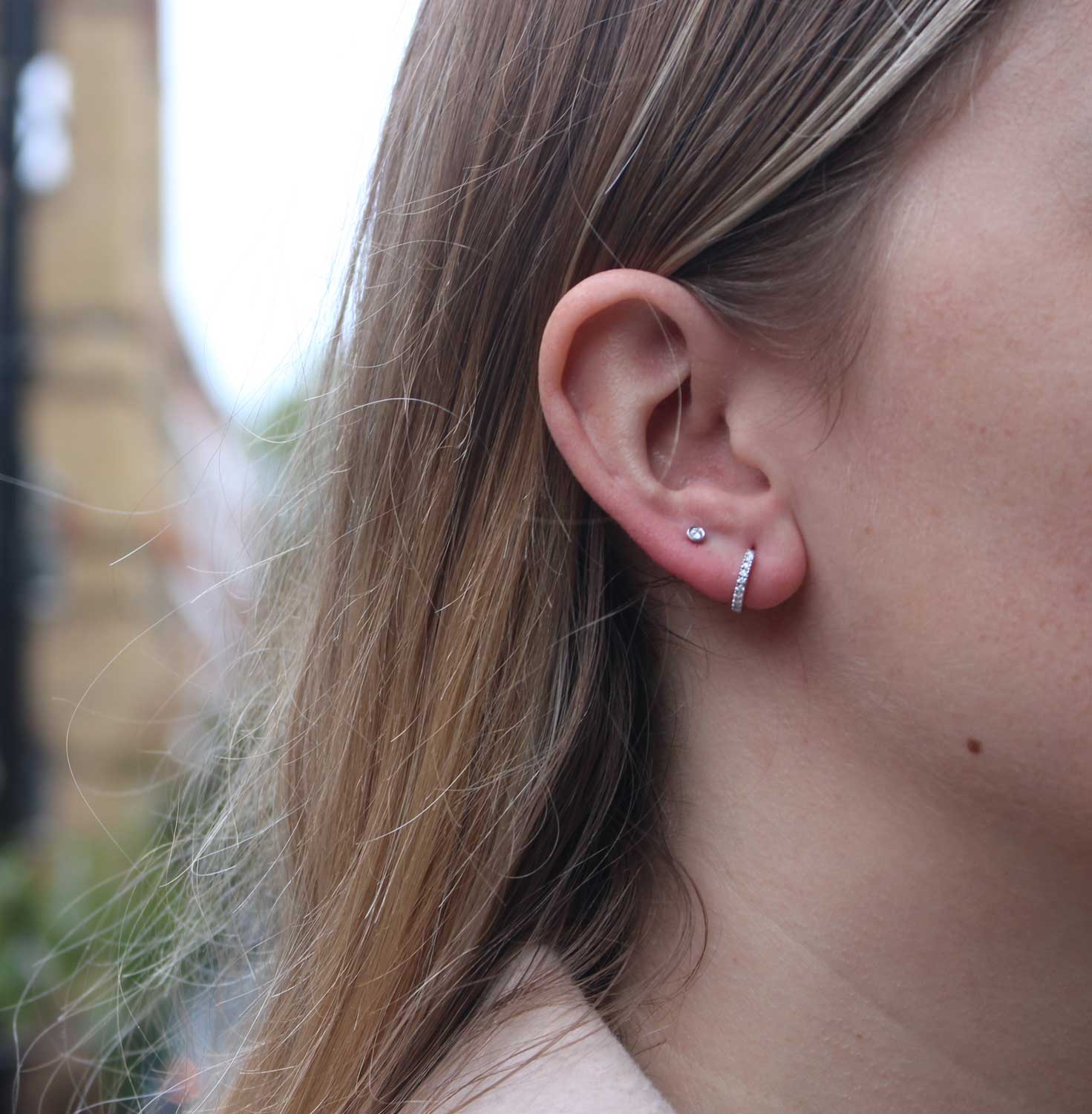 Single Mini "Dainty" Yellow Gold and Diamond Stud Earring