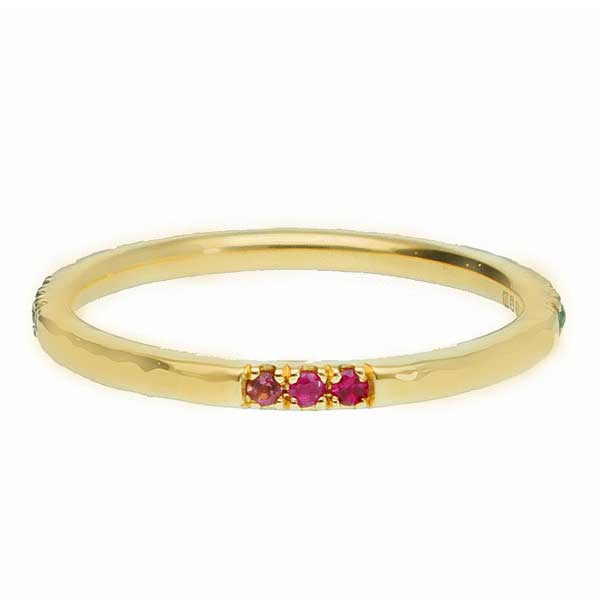 EC One ALICE Multi Gemstone Wedding band Yellow Gold