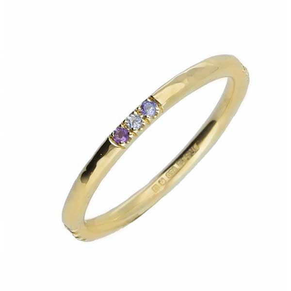 EC One ALICE Multi Gemstone Wedding band Yellow Gold