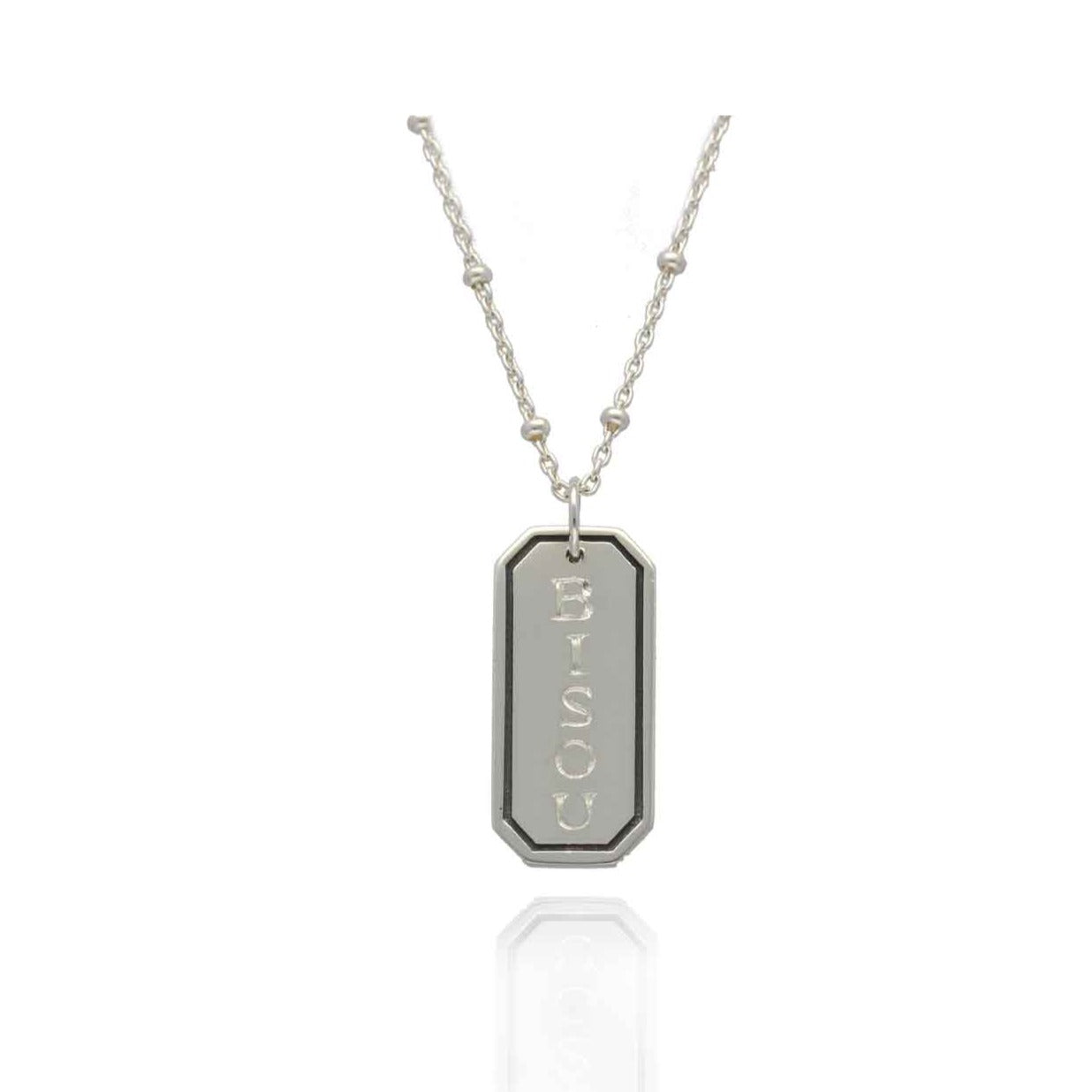 EC One recycled Silver "BISOU" Rectangular Pendant Necklace