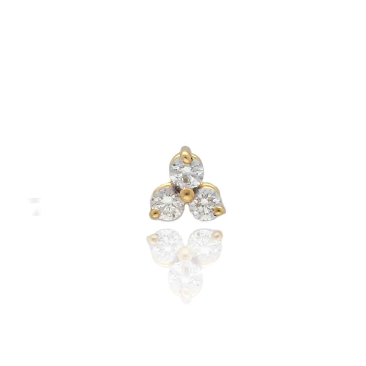 EC One  Single "Trio" Diamond recycled Gold Earring 