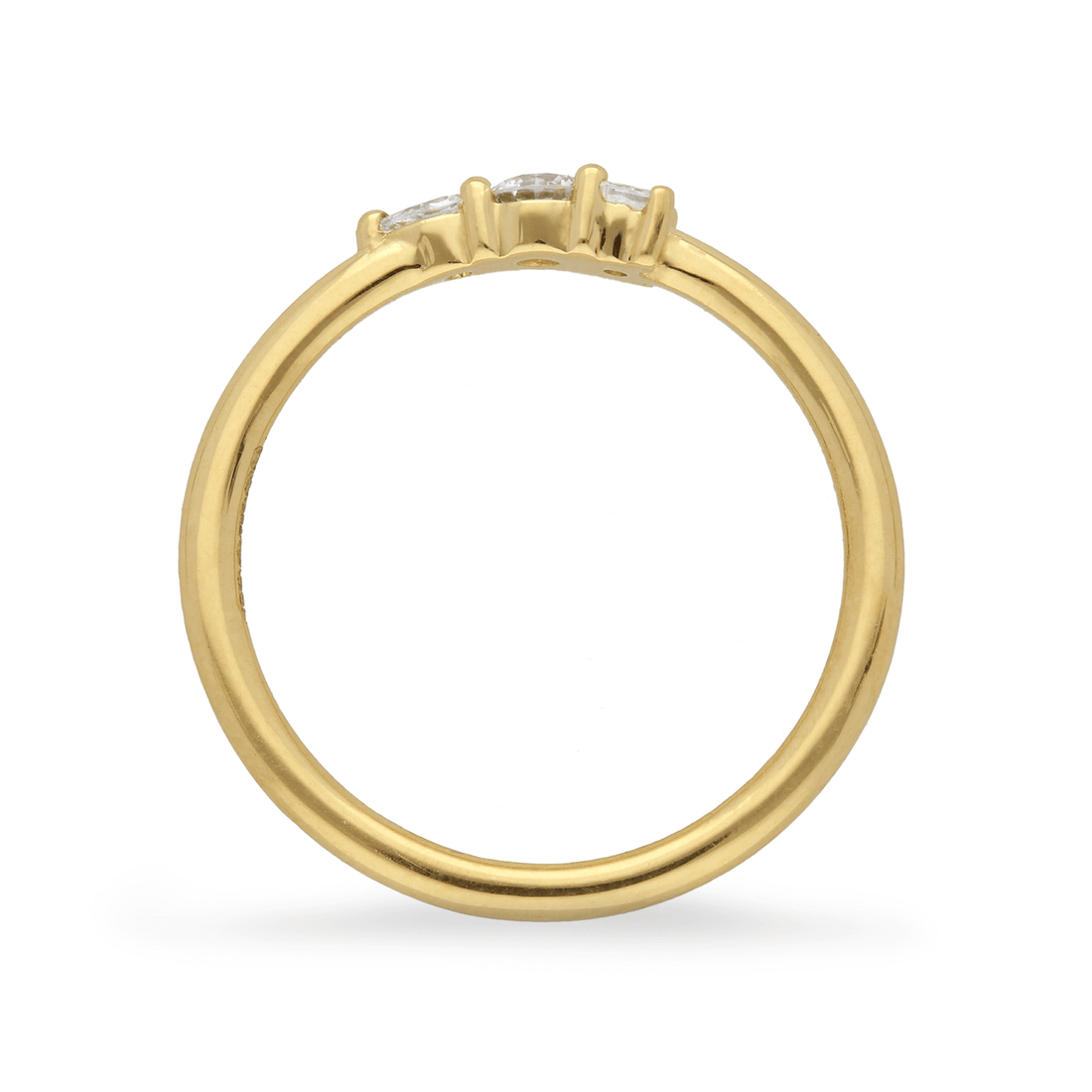 EC One Small ELISE 18ct Yellow Gold Ring with 3 Diamonds made in our B Corp London workshop