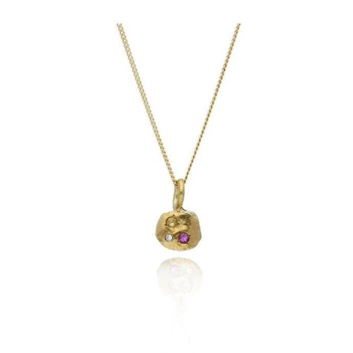 Ella Stern Mini Molten Necklace Pink Sapphire, Citrine, Diamond Gold Plated at EC One London