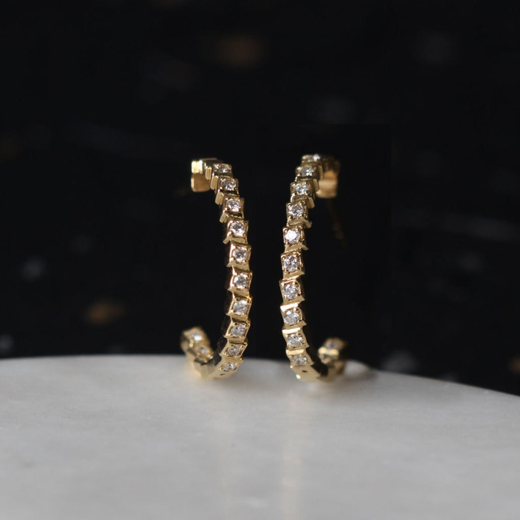 Nilufer Fine Jewellery at E.C.One London RHEA Gold and Diamond Hoop Earrings