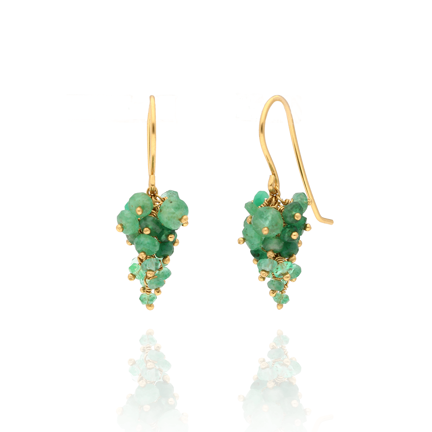 EC One Kate Wood Emerald Bunch Hook Earrings Gold plated