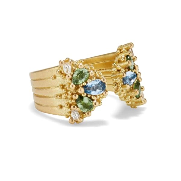 Hannah Bedford Splash Sapphire & Diamond Ring in Yellow Gold at EC One London