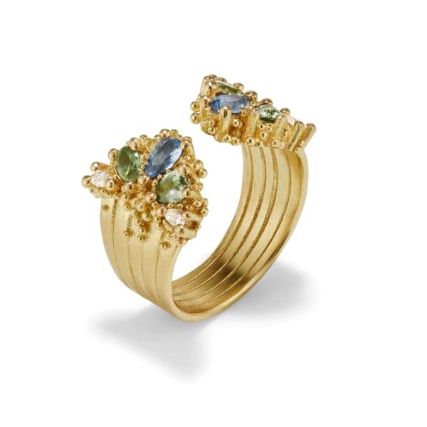 Hannah Bedford Splash Sapphire & Diamond Ring in Yellow Gold at EC One London