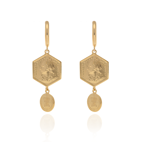 EC One Becca Jewellery Hex Coin Drop Earrings