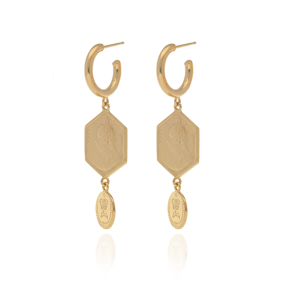 EC One Becca Jewellery Hex Coin Drop Earrings