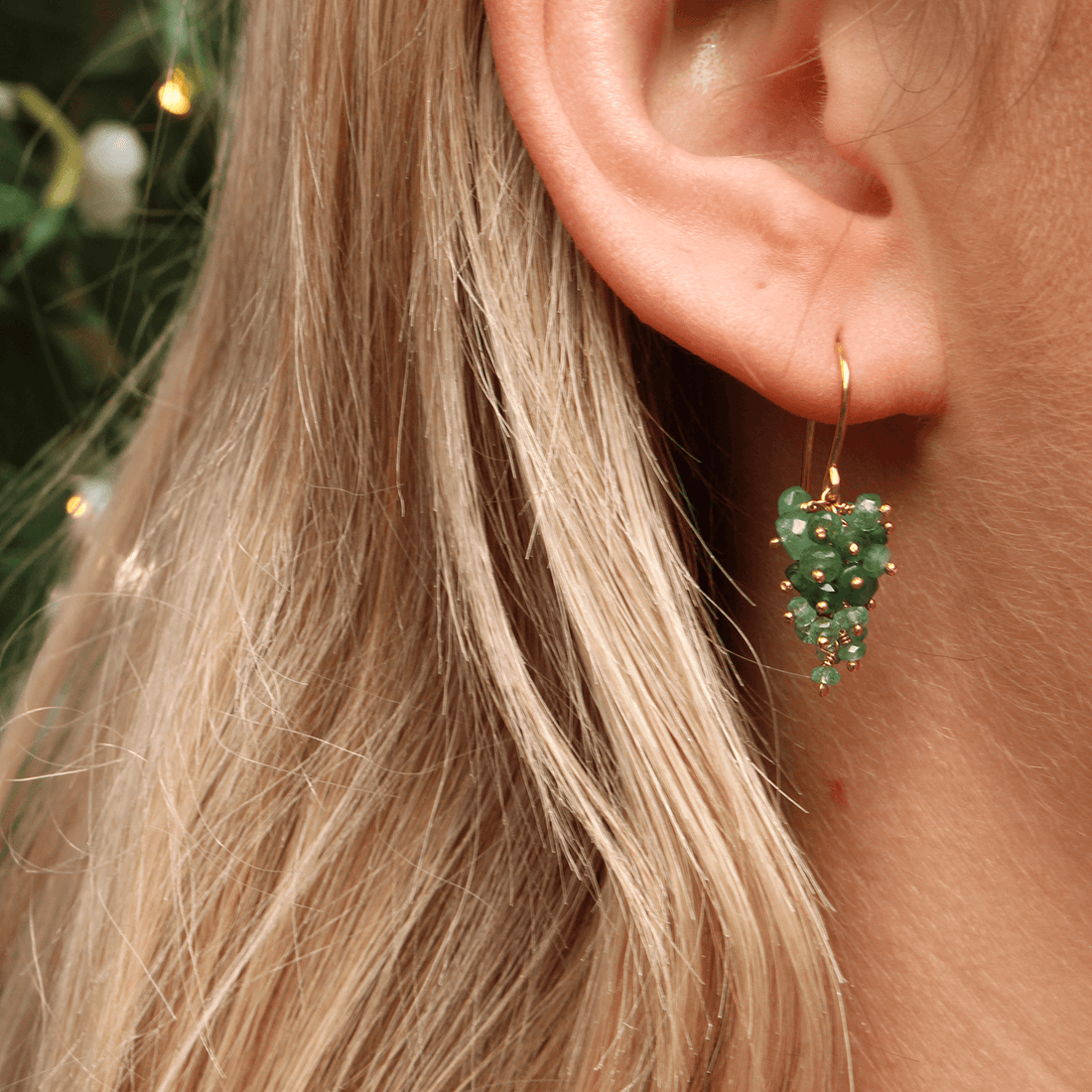 Emerald Bunch Hook Earrings