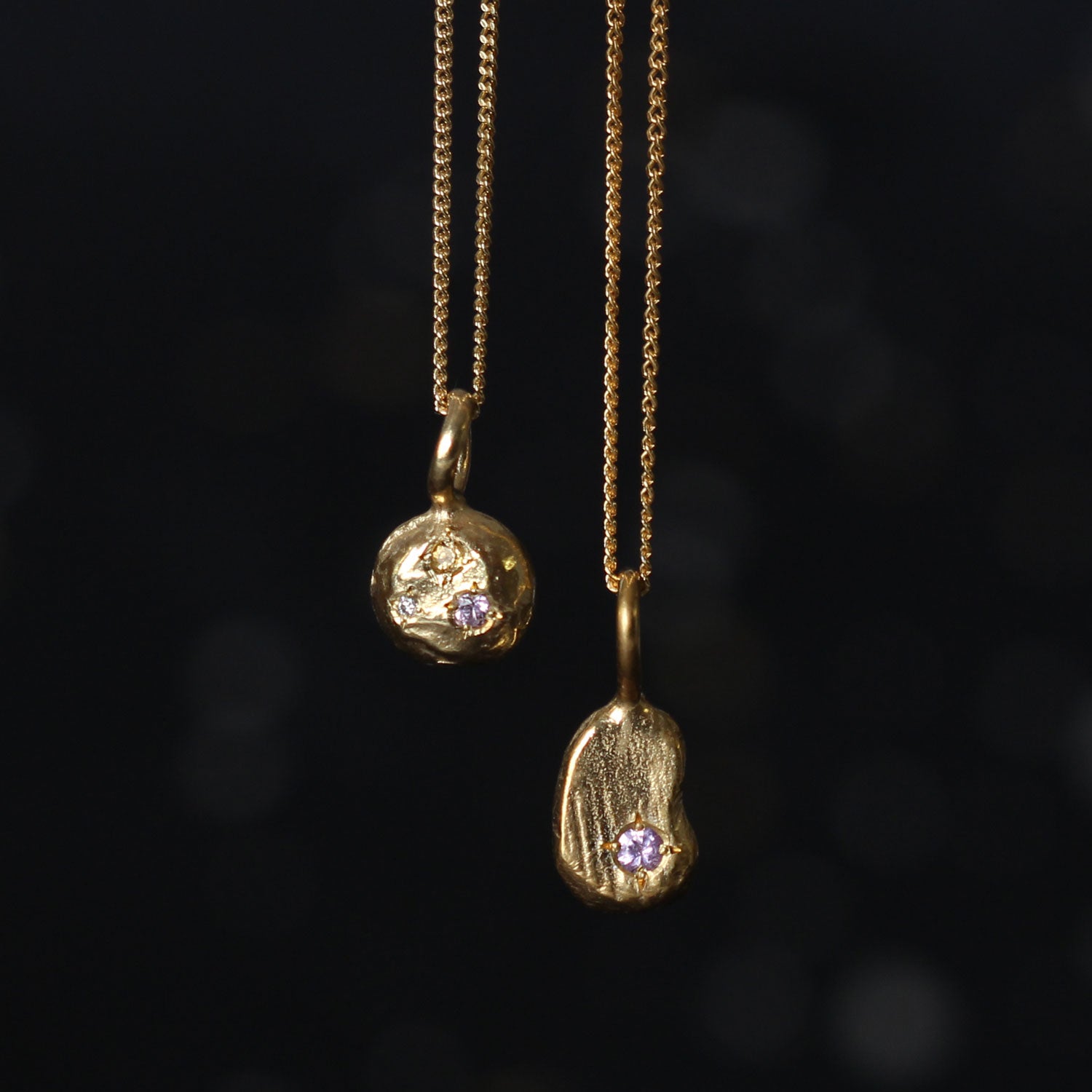 Ella Stern Mini Molten Necklace Pink Sapphire, Citrine, Diamond Gold Plated at EC One London