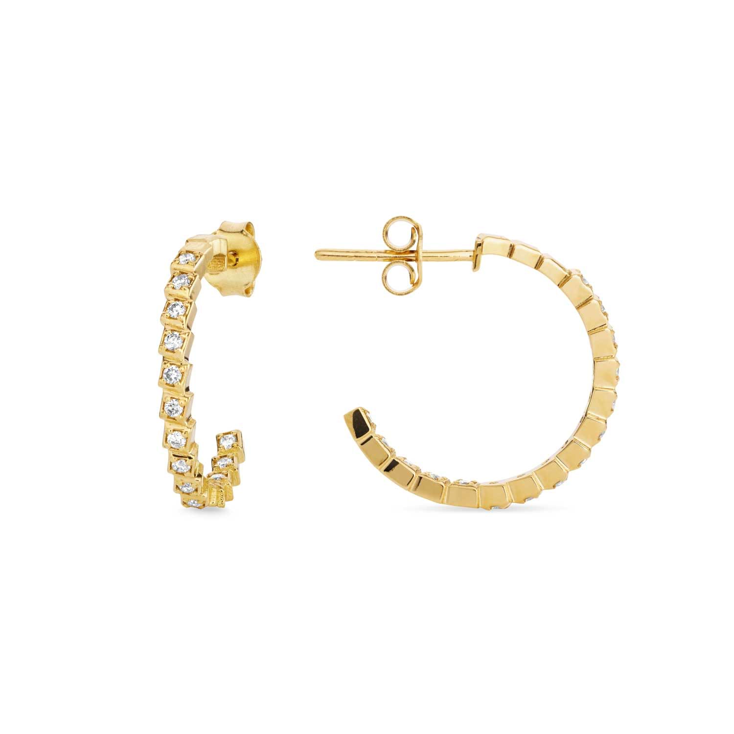 Nilufer Fine Jewellery at E.C.One London RHEA Gold and Diamond Hoop Earrings