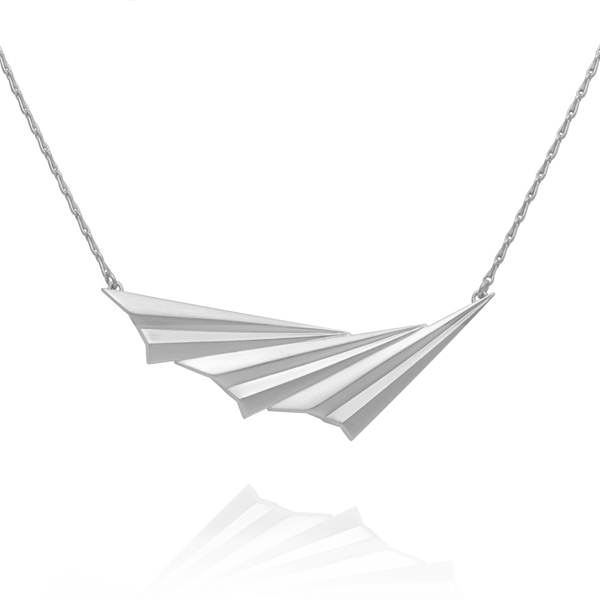 Alice Barnes EC One Pleated Wave Necklace Silver