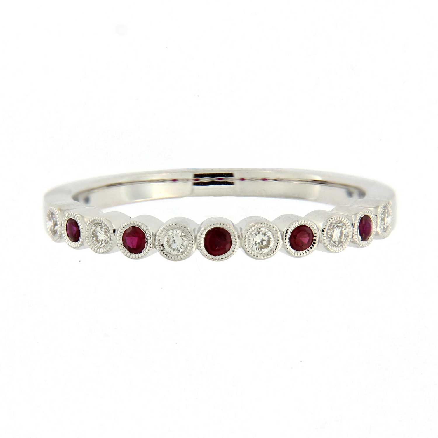 Ungar and Ungar at EC One London White Gold Round Ruby and Diamond Half Eternity Ring