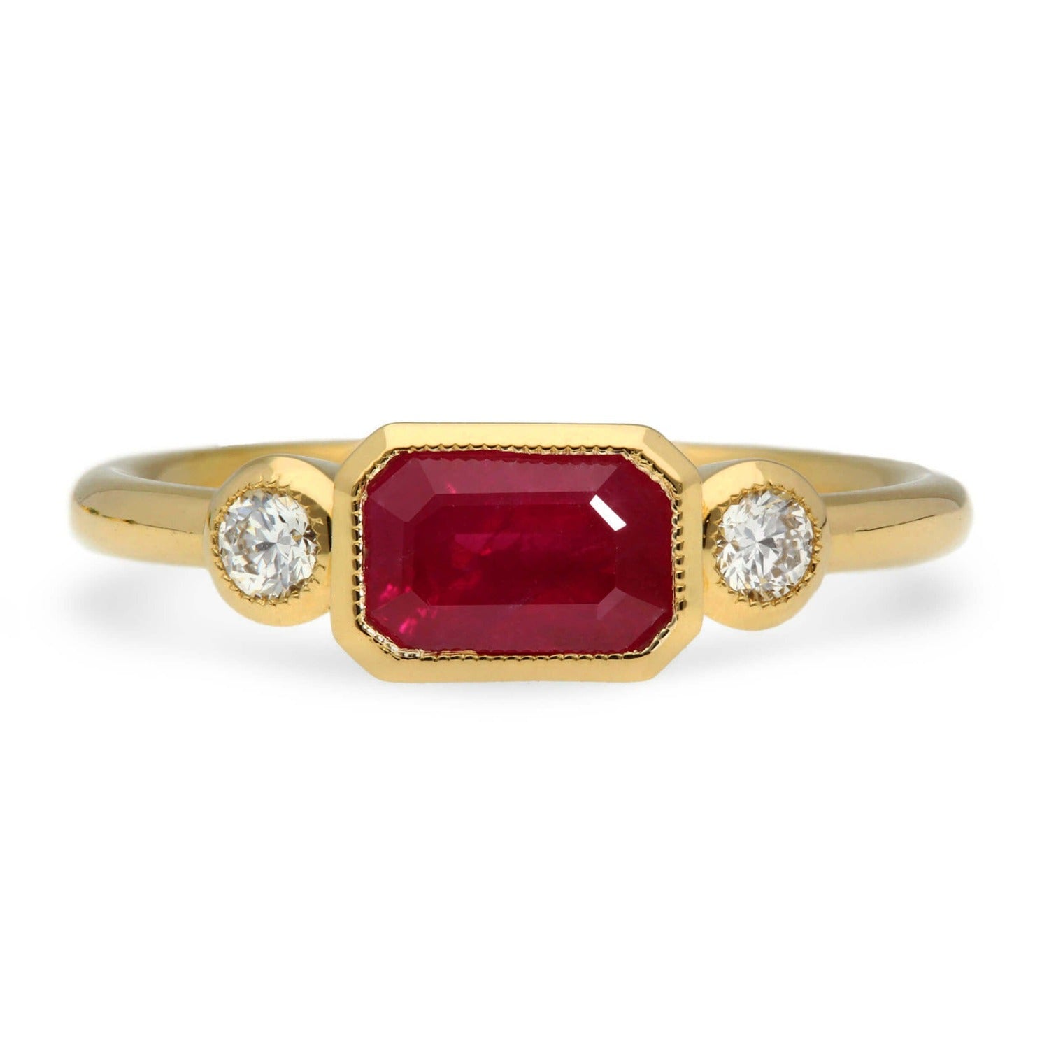 EC One LOTTIE Milgrain Ethical Ruby Diamond Engagement Ring