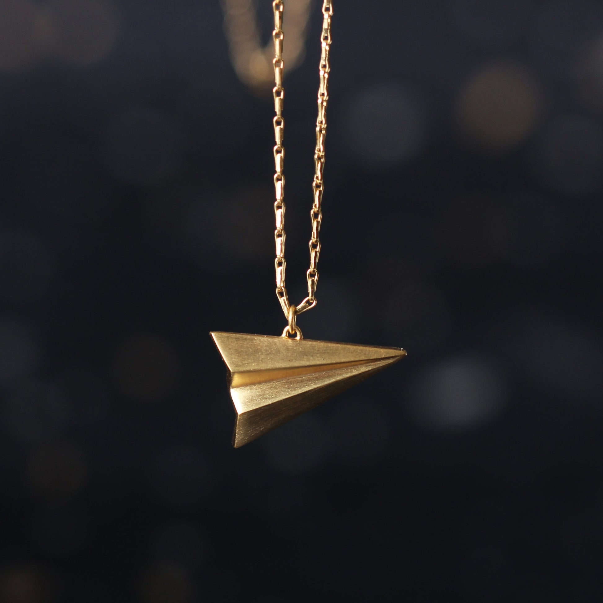 Alice Barnes Long Paper Plane Necklace Gold Plated at EC One London