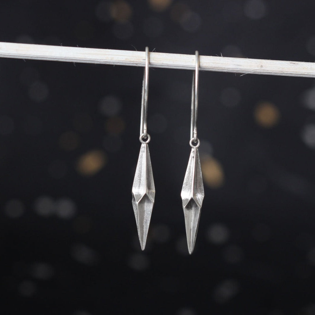 Alice Barnes at EC One Pleated shard recycled silver earrings