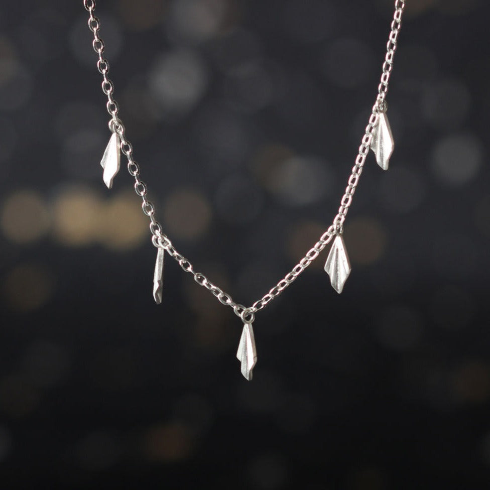 Alice Barnes Pleated Multi Fan Necklace Silver at EC One London