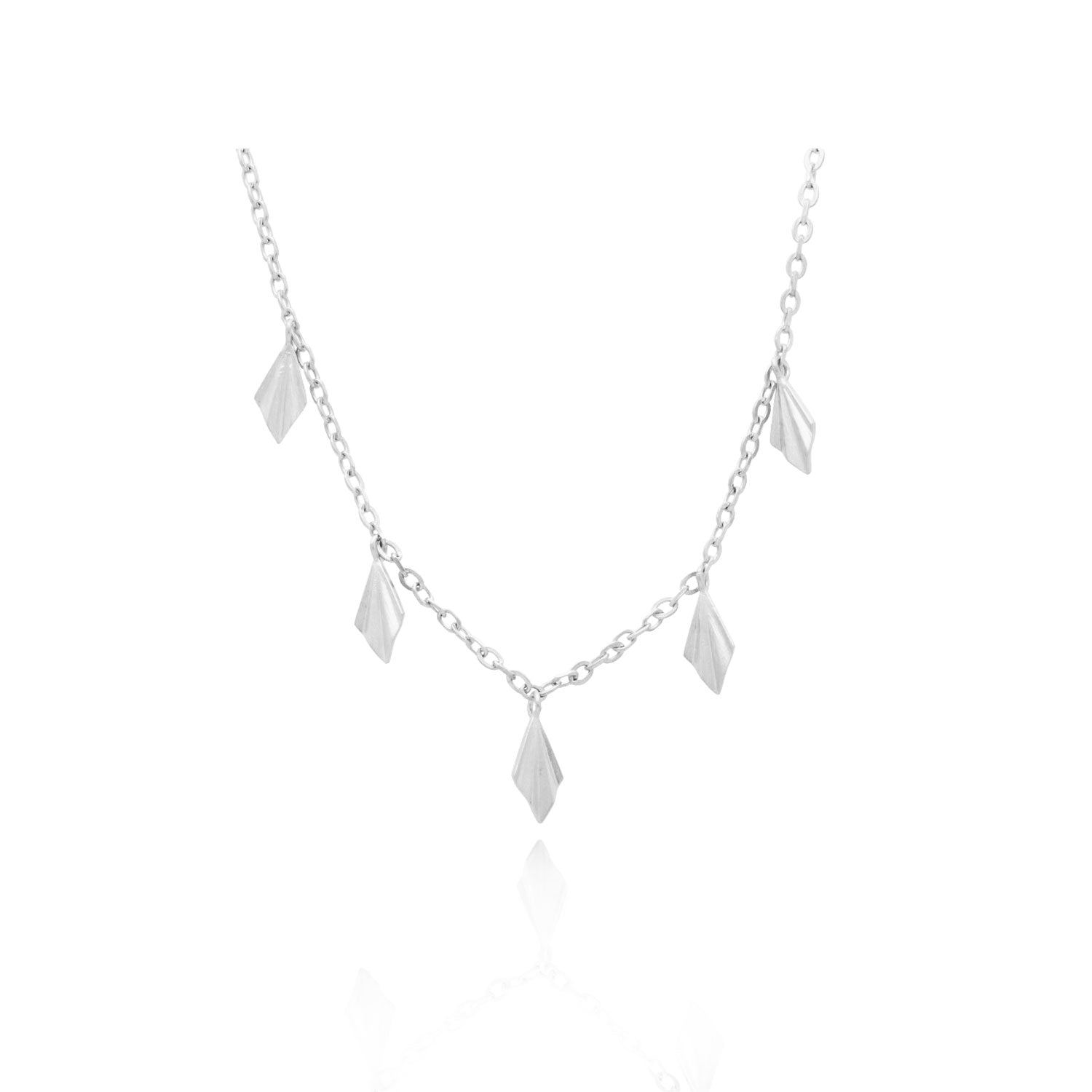 Alice Barnes Pleated Multi Fan Necklace Silver at EC One London