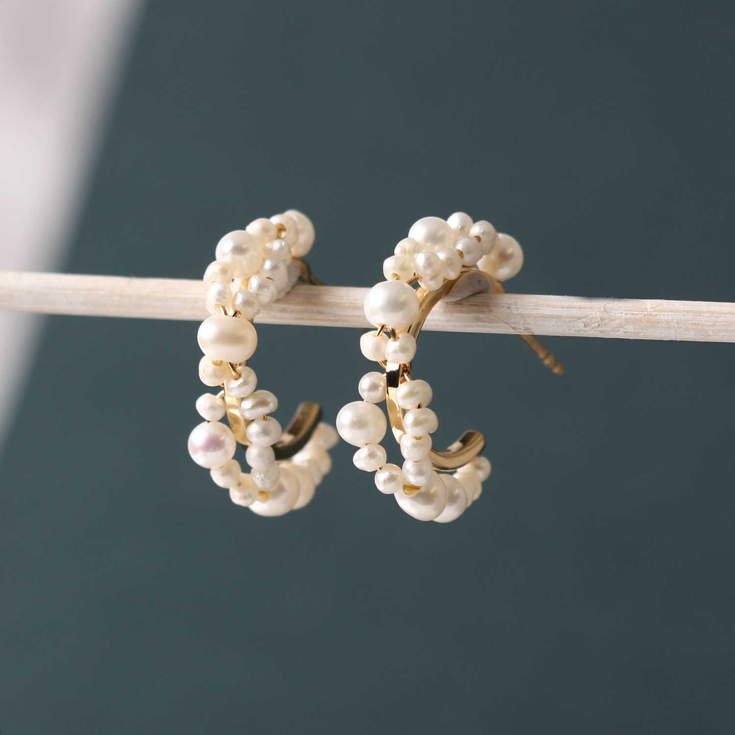 Completedworks at EC One Stratus Hoop Earrings with Pearls Gold Plated