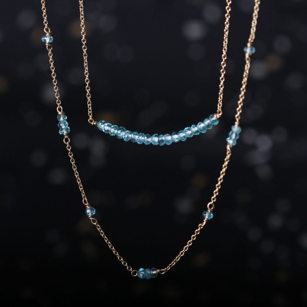 Scattered Apatite and Gold Chain Necklace