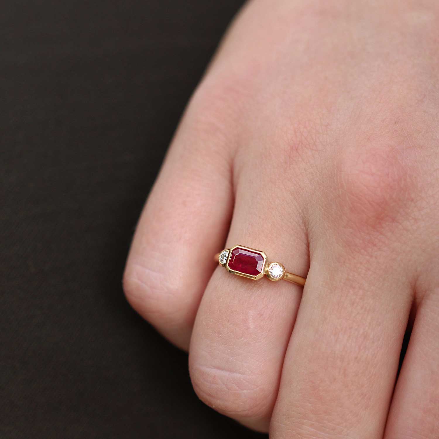 EC One LOTTIE Milgrain Ethical Ruby Diamond Engagement Ring