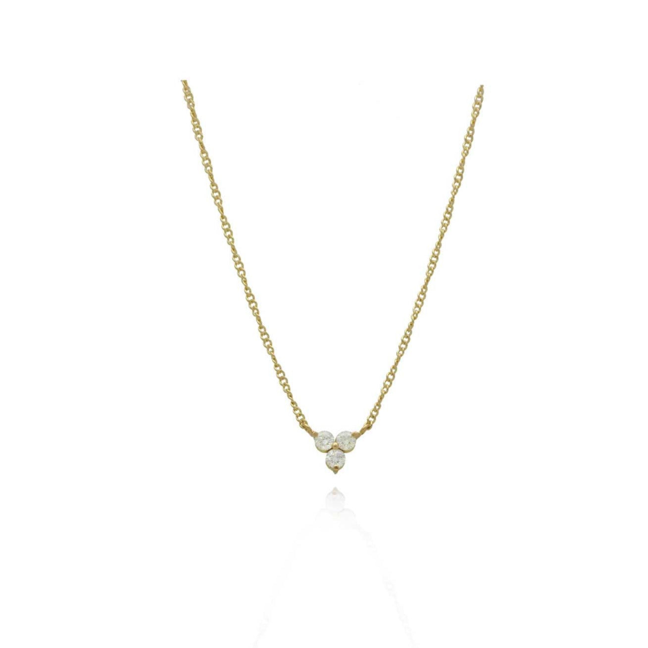 EC One Small Trio Diamond Yellow Gold Necklace made in our B corp London workshop