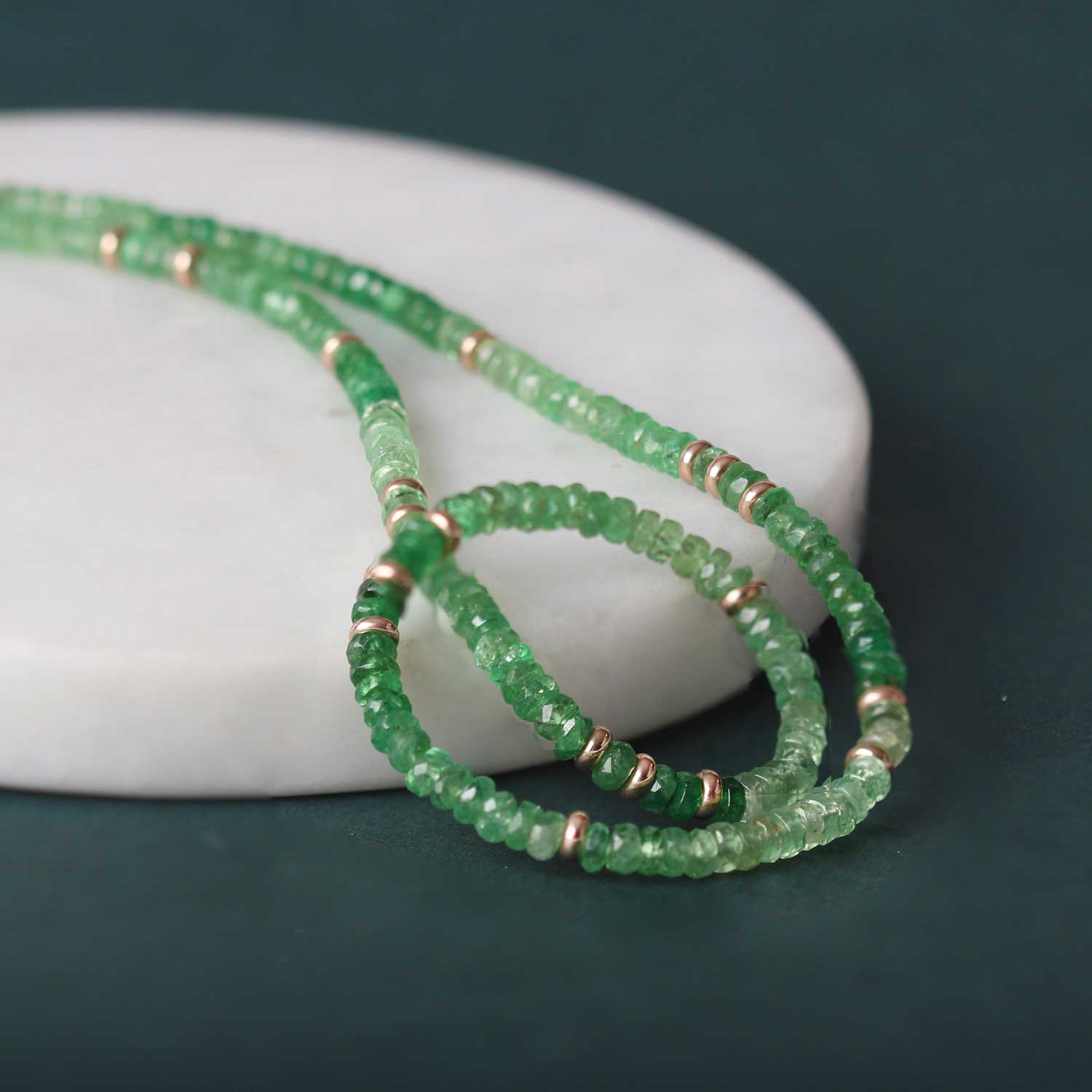 EC One tsavorite and gold beaded necklace