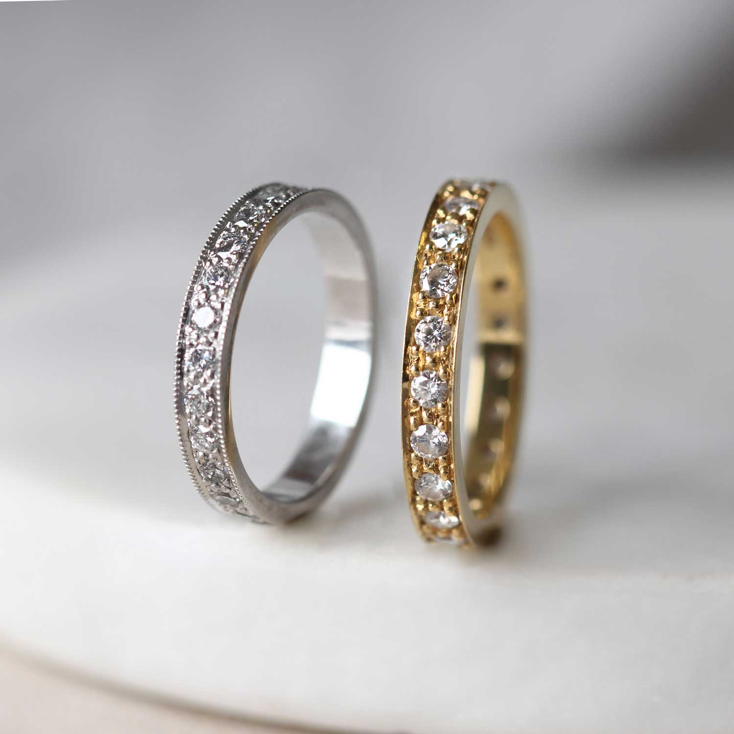 EC One wide Emma diamond pave eternity ring recycled white gold and conflict free diamonds