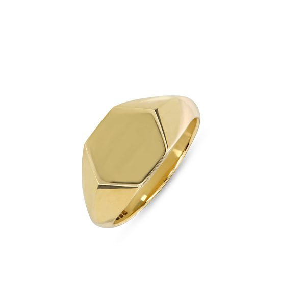 EC One Hexagonal recycled Gold Signet Ring