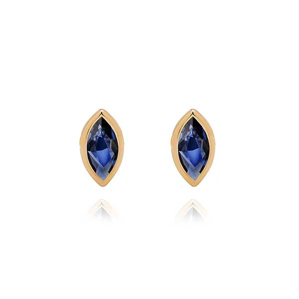 Marquise Sapphire Gold Studs by metier