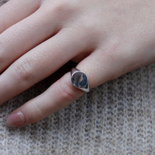 Round Silver Signet Ring